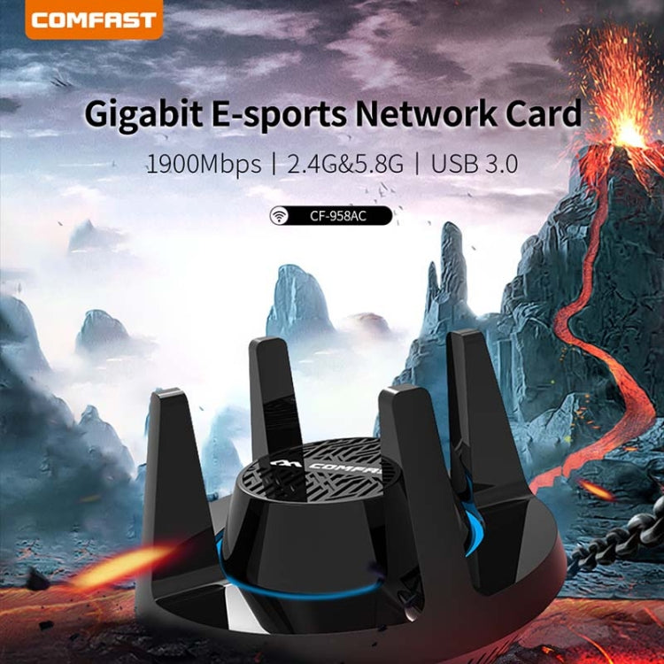 Comfast CF-958AC High Power PA Wifi Adapter 1900Mbps Gigabit E-Sports Network Card 2.4Ghz+5.8Ghz USB 3.0 PC Lan Dongle Receiver Comfast CF-958AC High Power PA Wifi Adapter 1900Mbps Gigabit E-Sports Network Card 2.4Ghz+5.8Ghz USB 3.0 PC Lan Dongle Receiver
